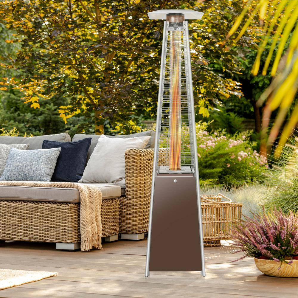 38,000 BTU Brown Propane Outdoor Pyramid Patio Heater with Dancing Flames