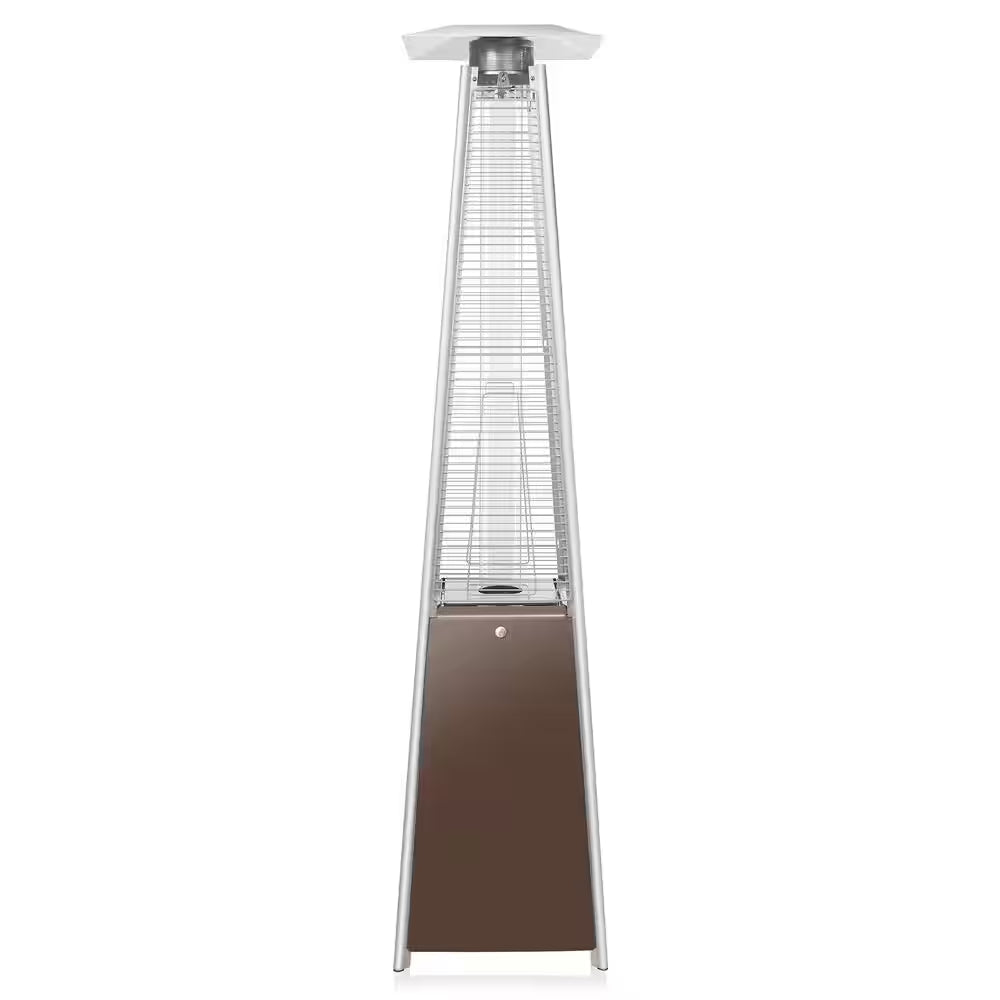 38,000 BTU Brown Propane Outdoor Pyramid Patio Heater with Dancing Flames